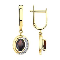 Серьги из желтого золота Diamant 53-321-00224-2, фианит/гранат