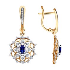 Серьги из красного золота Diamant 51-221-02397-1, бриллиант/сапфир