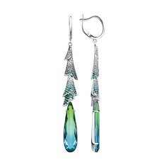 Серьги из серебра SOKOLOV 92023035, ситалл искусственный/фианит