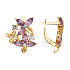 Серьги из серебра Diamant 93-320-02061-2, фианит/аметист