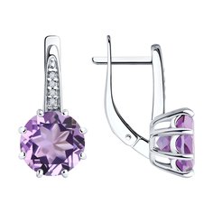 Серьги из серебра Diamant 94-320-02040-2, фианит/аметист