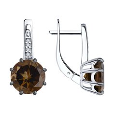 Серьги из серебра Diamant 94-320-02040-3, фианит/раухтопаз