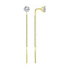 Серьги из желтого золота Diamant 53-123-02336-1, фианит