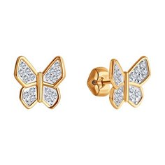 Серьги пусеты из красного золота Diamant 51-122-01884-2, фианит