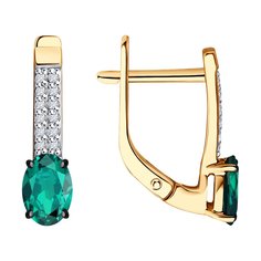 Серьги из красного золота Diamant 51-220-02312-2, бриллиант/изумруд