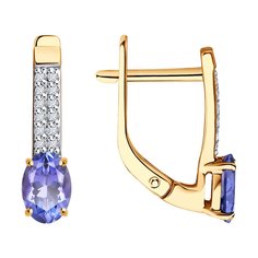Серьги из красного золота Diamant 51-220-02312-3, бриллиант/танзанит