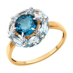 Кольцо из красного золота р. 18,5 Diamant 51-310-02100-5, топаз