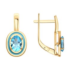 Серьги из красного золота Diamant 51-320-02509-1, эмаль/топаз