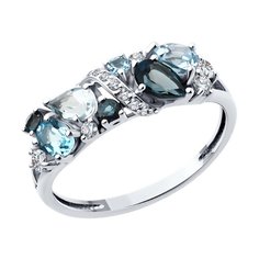 Кольцо из белого золота р. 18 Diamant 52-310-02168-1, топаз/фианит