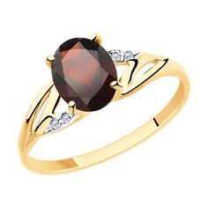 Кольцо из красного золота р. 20 Diamant 51-310-00219-2, фианит/гранат