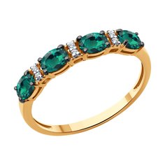 Кольцо из красного золота р. 17 Diamant 51-210-02157-1, бриллиант/изумруд