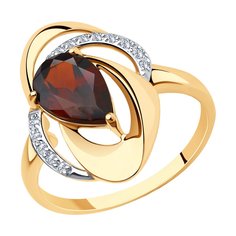 Кольцо из красного золота р. 18,5 Diamant 51-310-00938-1, фианит/гранат