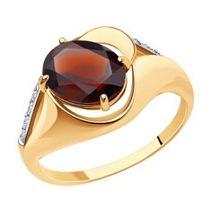 Кольцо из красного золота р. 17,5 Diamant 51-310-00924-2, фианит/гранат