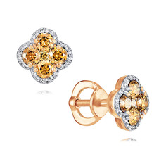 Серьги пусеты из красного золота ADAMAS 21038567/01-А50Д-425, бриллиант АДАМАС