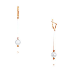 Серьги подвески из красного золота ADAMAS 24040804/01-А507-727, жемчуг/фианит АДАМАС