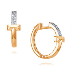 Серьги конго из красного золота ADAMAS 24040967/01-А50Д-41, бриллиант АДАМАС