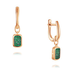 Серьги подвески из красного золота ADAMAS 24041007/01-А50Ч-543, изумруд АДАМАС