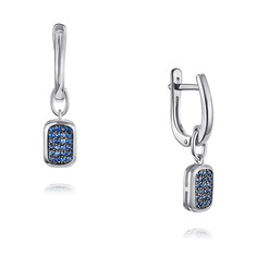 Серьги подвески из белого золота ADAMAS 24041007/01-А51ДЧ-542, сапфир АДАМАС