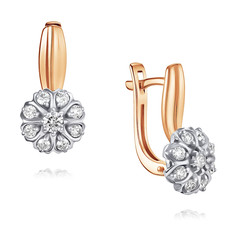 Серьги из красного золота ADAMAS 24041011/01-А50Д-41, бриллиант АДАМАС