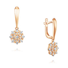 Серьги подвески из красного золота ADAMAS 24041015/01-А50Д-41, бриллиант АДАМАС