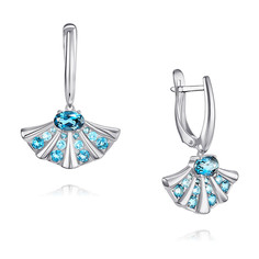 Серьги подвески из белого золота ADAMAS 24040908/01-А51ДЧ-660, топаз АДАМАС