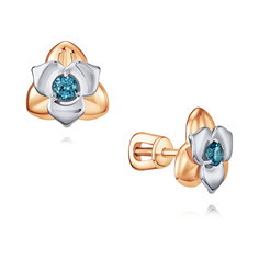 Серьги пусеты из красного золота ADAMAS 21041026/01-А50ДЧ-660, топаз АДАМАС