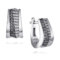 Серьги из белого золота ADAMAS 24041035/01-А51ДЧ-421, бриллиант АДАМАС