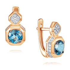 Серьги из красного золота ADAMAS 24041047/01-А50ДЧ-660, фианит/топаз АДАМАС