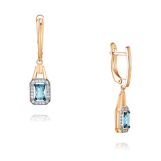 Серьги подвески из красного золота ADAMAS 24040975/01-А50ДЧ-660, фианит/топаз АДАМАС