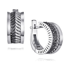 Серьги конго из белого золота ADAMAS 24041037/01-А51ДЧ-421, бриллиант АДАМАС