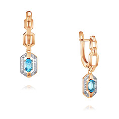 Серьги подвески из красного золота ADAMAS 24041019/02-А50Д-659, фианит/топаз АДАМАС