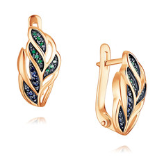Серьги из красного золота ADAMAS 24041152/01-А50Ч-550, изумруд/сапфир АДАМАС