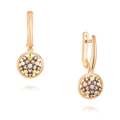 Серьги подвески из красного золота ADAMAS 24041187/01-А50-430, бриллиант АДАМАС