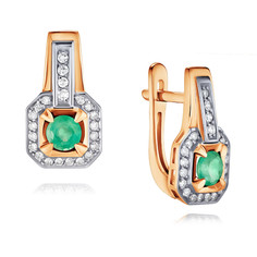 Серьги из красного золота ADAMAS 24041032/01-А50Д-433, изумруд/бриллиант АДАМАС