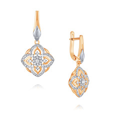 Серьги подвески из красного золота ADAMAS 24040838/01-А50Д-41, бриллиант АДАМАС