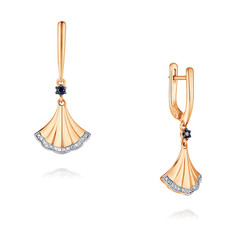 Серьги подвески из красного золота ADAMAS 24040915/01-А50ДЧ-432, бриллиант/сапфир АДАМАС