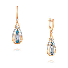 Серьги подвески из красного золота ADAMAS 24041049/01-А50Д-439, бриллиант/топаз АДАМАС