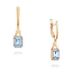Серьги подвески из красного золота ADAMAS 24040975/01-А50Д-659, фианит/топаз АДАМАС
