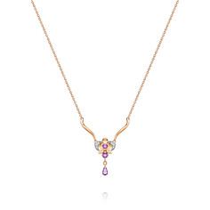 Колье из красного золота 45 см ADAMAS 84041022/01-А50Д-653, аметист/фианит АДАМАС