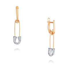 Серьги подвески из красного золота ADAMAS 24040805/01-А50Д-72, фианит АДАМАС