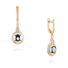 Серьги подвески из красного золота ADAMAS 24040998/01-А50ДЧ-460, бриллиант/топаз АДАМАС