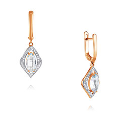 Серьги подвески из красного золота ADAMAS 24041108/01-А50Д-659, фианит/топаз АДАМАС