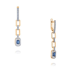 Серьги подвески из красного золота ADAMAS 24041144/01-А50ДЧ-432, бриллиант/сапфир АДАМАС