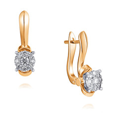 Серьги из желтого золота ADAMAS 2457807/01-А55Д-41, бриллиант АДАМАС