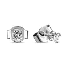 Серьги-пусеты из белого золота с бриллиантом MIUZ Diamonds