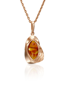 Кулон из красного золота PLATINA jewelry 03-2682-01-271-1110-46, янтарь