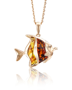 Кулон из красного золота PLATINA jewelry 03-2744-01-271-1110-46, янтарь