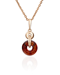 Кулон из красного золота PLATINA jewelry 03-2856-00-271-1110-46, янтарь