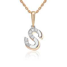 Кулон из красного золота/белого золота PLATINA jewelry 03-3419-S-401-1111, фианит