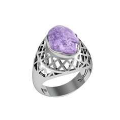 Кольцо из серебра с чароитом р.18,5 ПРИВОЛЖСКИЙ ЮВЕЛИР 293778-CH